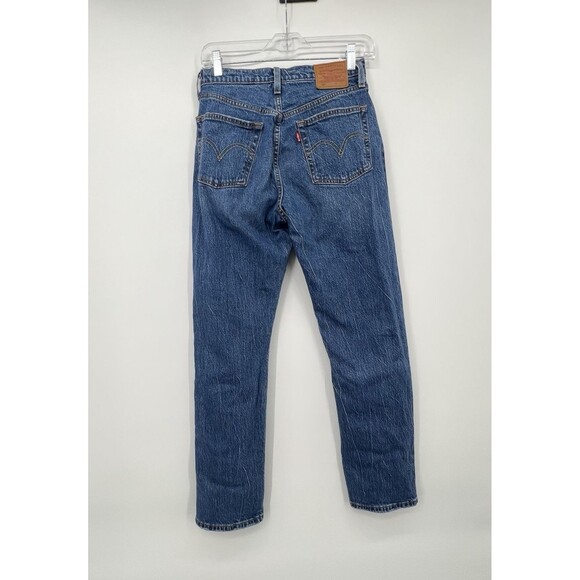 Levis 501 Button Fly Straight Leg Blue Jeans Womens Sz 26 High Rise Original Fit - Picture 2 of 16